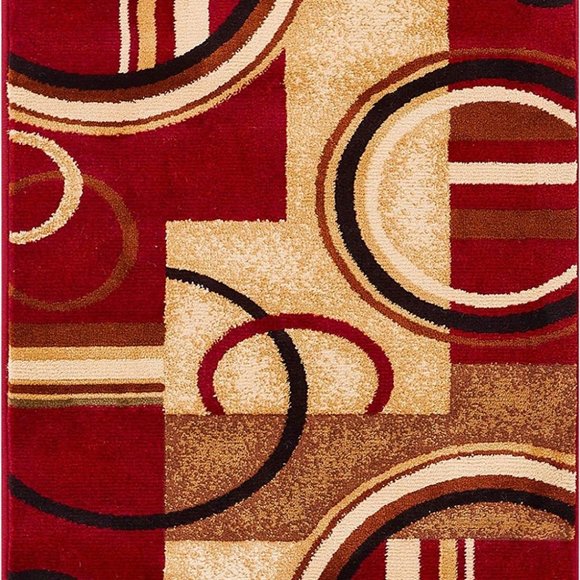 Deco Rings Red Geometric Modern Casual Area Rug - Picture 5 of 7